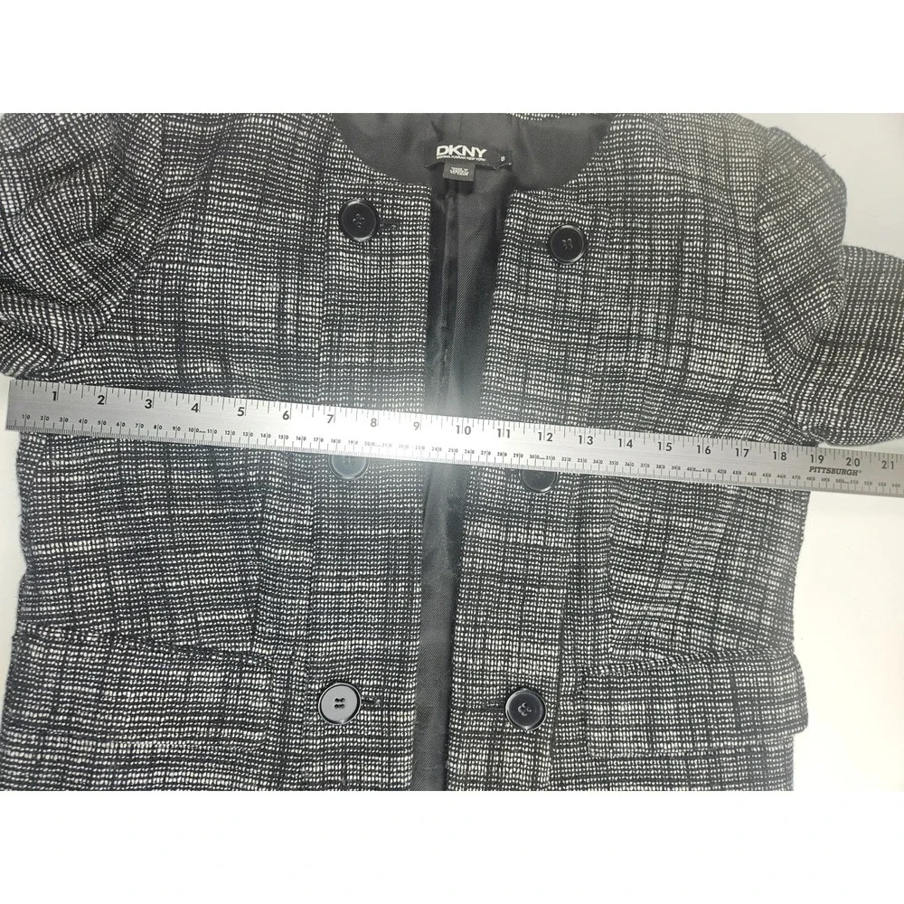DKNY‎ Black Tweed Blazer Tailored Structured Career Jacket Fully Lined Size 8